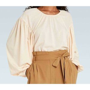 A NEW DAY CREAM PUFF LONG SLEEVE SHIRT SIZE LARGE ON TREND LOOK